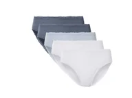 Majtki damskie - esmara® Stringi damskie z bawełną, 5 par (L (44-46), Niebieski/ biały) - miniaturka - grafika 1