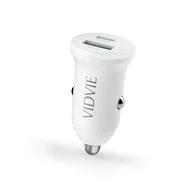 Ładowarki samochodowe - Ładowarka samochodowa VIDVIE CC532 1xUSB + 1xType C 30W biały - miniaturka - grafika 1