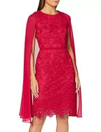 Sukienki - Gina Bacconi Damska koronkowa sukienka z szyfonową peleryną koktajlową, Róża/Czerwony, 36 PL - miniaturka - grafika 1