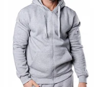 Bluzy męskie - Męska ocieplana bluza dresowa z kapturem rozpinana na zamek 2XL XXL szara - miniaturka - grafika 1