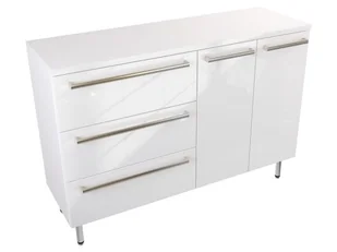 Szafka Stojąca Z Blatem ATH 120 cm SD Lewa - Biały Wysoki Połysk - Uchwyty Stal Szczotkowana - Szafki łazienkowe - miniaturka - grafika 1