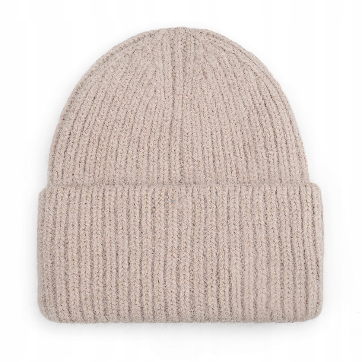 CZAPKA BEANIE DAMSKA WEŁNIANA WEŁNA ZIMOWA NA ZIMĘ 60% Angora BEŻOWA