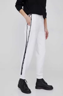 Spodnie damskie - Emporio Armani Emporio Armani spodnie damskie kolor biały joggery high waist - grafika 1