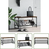 Szafki na buty - The Living Store Stojak na buty dąb wędzony 90x30x45 cm materiał drewnopochodny - miniaturka - grafika 1