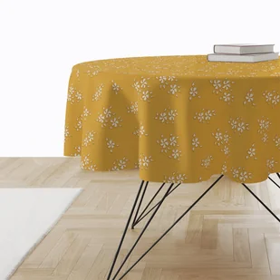 Obrus okrągły SUMMER wzór SM36 | drobne kwiatki na żółtym tle średnica 110 cm - Obrusy i serwetki - miniaturka - grafika 1