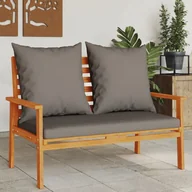 Meble ogrodowe - vidaXL Ławka ogrodowa, 120 cm, z poduszką, lite drewno akacjowe - miniaturka - grafika 1