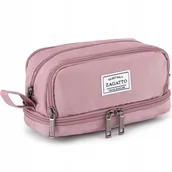 Piórniki - Piórnik szkolny duży czterokomorowy saszetka do szkoły różowy duży ZAGATTO - miniaturka - grafika 1