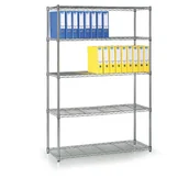 Szafy i regały magazynowe - B2B Partner Regał chromowany z półkami z drutu, 1800x900x450 mm LD9045180A5 - miniaturka - grafika 1