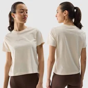 Koszulki i topy damskie - Koszulka Damska 4F T-shirt Z Nadrukiem Beżowy 4FWSS24TTSHF1354 L Beżowy - miniaturka - grafika 1