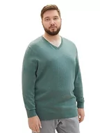 Swetry męskie - TOM TAILOR Sweter męski plus size, 32619 – zielony (Green Dust Melange), XXL - miniaturka - grafika 1
