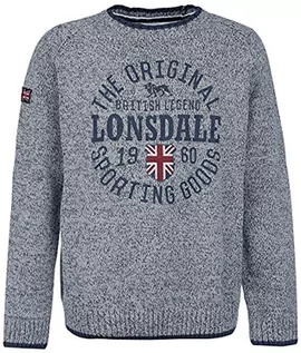 Bluzy męskie - Lonsdale London Męska bluza Borden Crewneck Knit, szary, xxxl - grafika 1