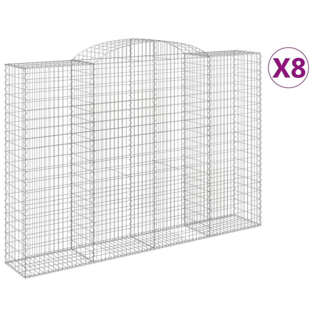 vidaXL Gabiony z wysokim łukiem 8 sztuk 300x50x200/220cm Ocynkowane żelazo