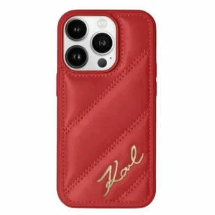 Etui Karl Lagerfeld Diagonal Quilted Script na iPhone 15 Pro - czerwone - Etui i futerały do telefonów - miniaturka - grafika 1