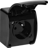 Gniazdka elektryczne - Orno Gniazdo pojedyncze 2P+Z AQUATIC, IP44, czarne - miniaturka - grafika 1