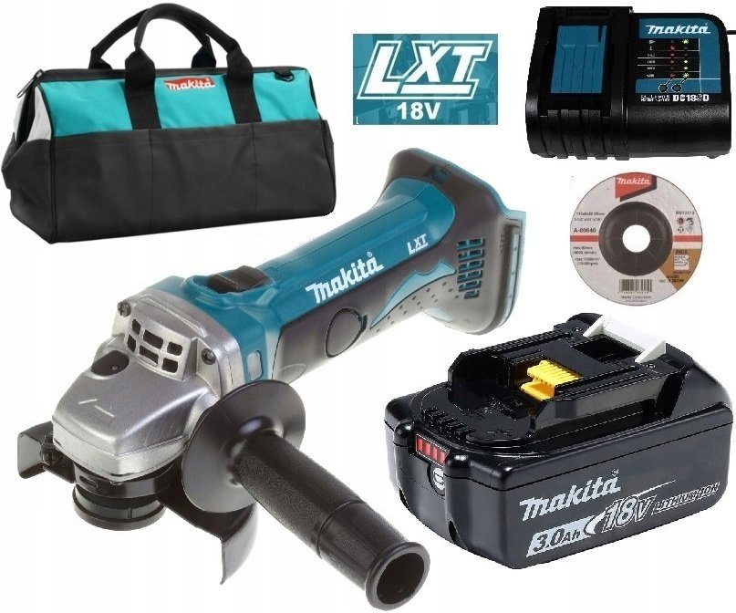 MAKITA DGA452 LXT 18V 115mm + BL1830 3.0Ah 3Ah + DC18SD + TORBA + INOX