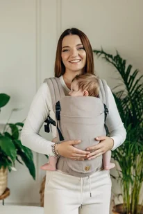 LennyLamb, nosidło bawełniane, splot jodełkowy, Almond - Nosidełka dla dzieci - miniaturka - grafika 1