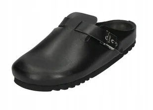 SCHOLL CZARNE KLASYCZNE KLAPKI DAMSKIE Z KLAMRĄ NA PASKU SKÓRA 35 CWN - Klapki i japonki damskie - miniaturka - grafika 1