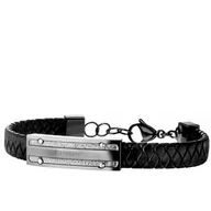 Bransolety męskie - Bransoletka Męska Police PJ26046BLU.03 Skórzany 19 cm - miniaturka - grafika 1