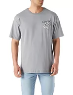Koszulki męskie - Koton Męski t-shirt oversize z nadrukiem, Szary (044), S - miniaturka - grafika 1