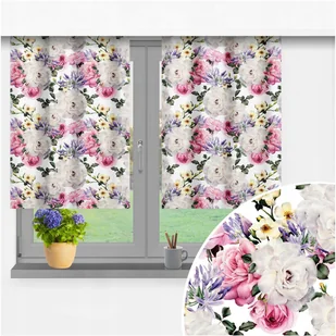 ZASŁONY GOTOWE 2 SZT KOMPLET ZASŁON DO KUCHNI 70X100 TUNEL ZASŁONA WZÓR 010 - Zasłony - miniaturka - grafika 1