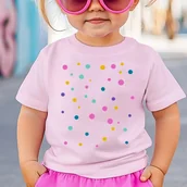 Koszulki dla dziewczynek - Różowa koszulka w kropki dla dziewczynki na dzień kropki -wzór kropkikolorowe4 - miniaturka - grafika 1