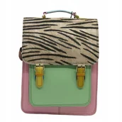 Torebki damskie - Plecak skórzany damski torebka 2w1 elegancki pojemny mieści A4 OLIVKA - miniaturka - grafika 1