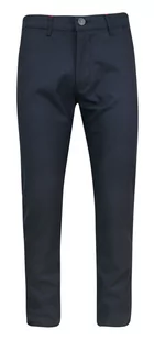 Spodnie Eleganckie Granatowe w Drobną Kratkę, Chinosy, Męskie -RIGON - Rigon - Spodnie męskie - miniaturka - grafika 1