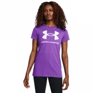 Koszulki sportowe damskie - Damski t-shirt z nadrukiem Under Armour UA Rival Logo SS - fioletowy - UNDER ARMOUR - miniaturka - grafika 1