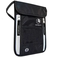 Etui na dokumenty i karty - Venture4th pokrowiec na paszport etui na szyję z blokowaniem RFID # 1 portfel podróżny (czarny) - miniaturka - grafika 1