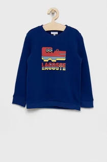 Bluzy damskie - Lacoste Bluza bawełniana dziecięca kolor granatowy z nadrukiem - grafika 1