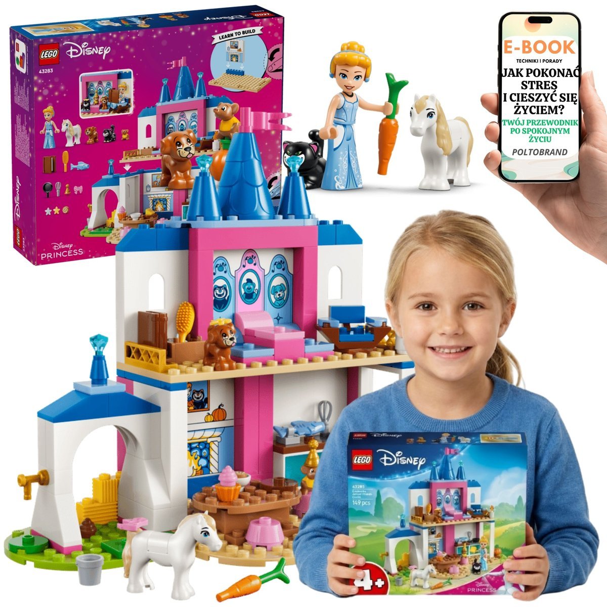 LEGO Disney Zamek Kopciuszka Zwierzęcy Przyjaciele 43283 + E-BOOK-1