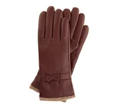 Rękawiczki - Damskie rękawiczki skórzane ze zdobieniami - miniaturka - grafika 1