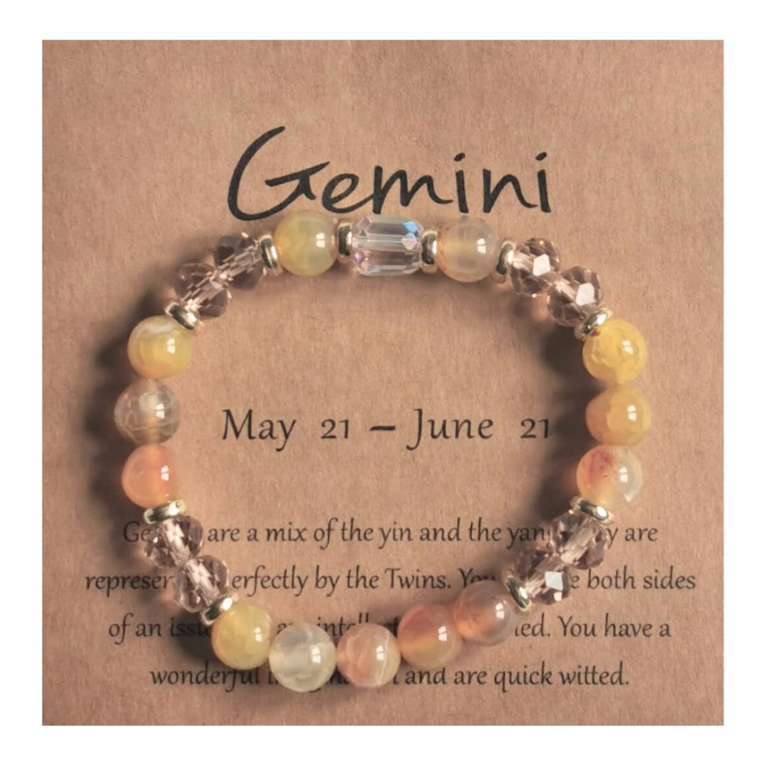 Bransoletka Zodiakalna Bliźnięta Elastyczna Kamienie Kryształ