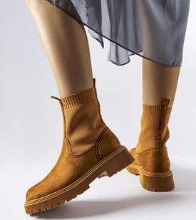 Brązowe botki eko-zamsz Big Star MM274541-36 - Botki damskie - miniaturka - grafika 1
