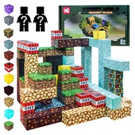 Klocki - KLOCKI MAGNETYCZNE 220EL KONSTRUKCYJNE SZEŚCIAN PIKSEL KWADRATOWE 2 LUDZIKI - miniaturka - grafika 1