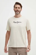 Koszulki męskie - Pepe Jeans t-shirt bawełniany Eggo męski kolor szary z nadrukiem - miniaturka - grafika 1