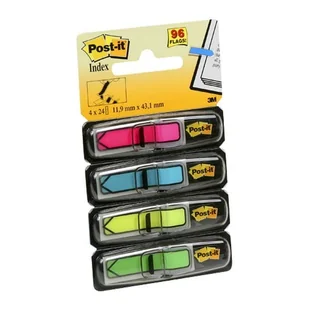 Post-It 3M Zakładki indeksujące (684-ARR4), PP, 12x43mm, strzałka, 4x24 kart., mix kolorów neonowy 3M-70071353612 - Zakładki indeksujące - miniaturka - grafika 2