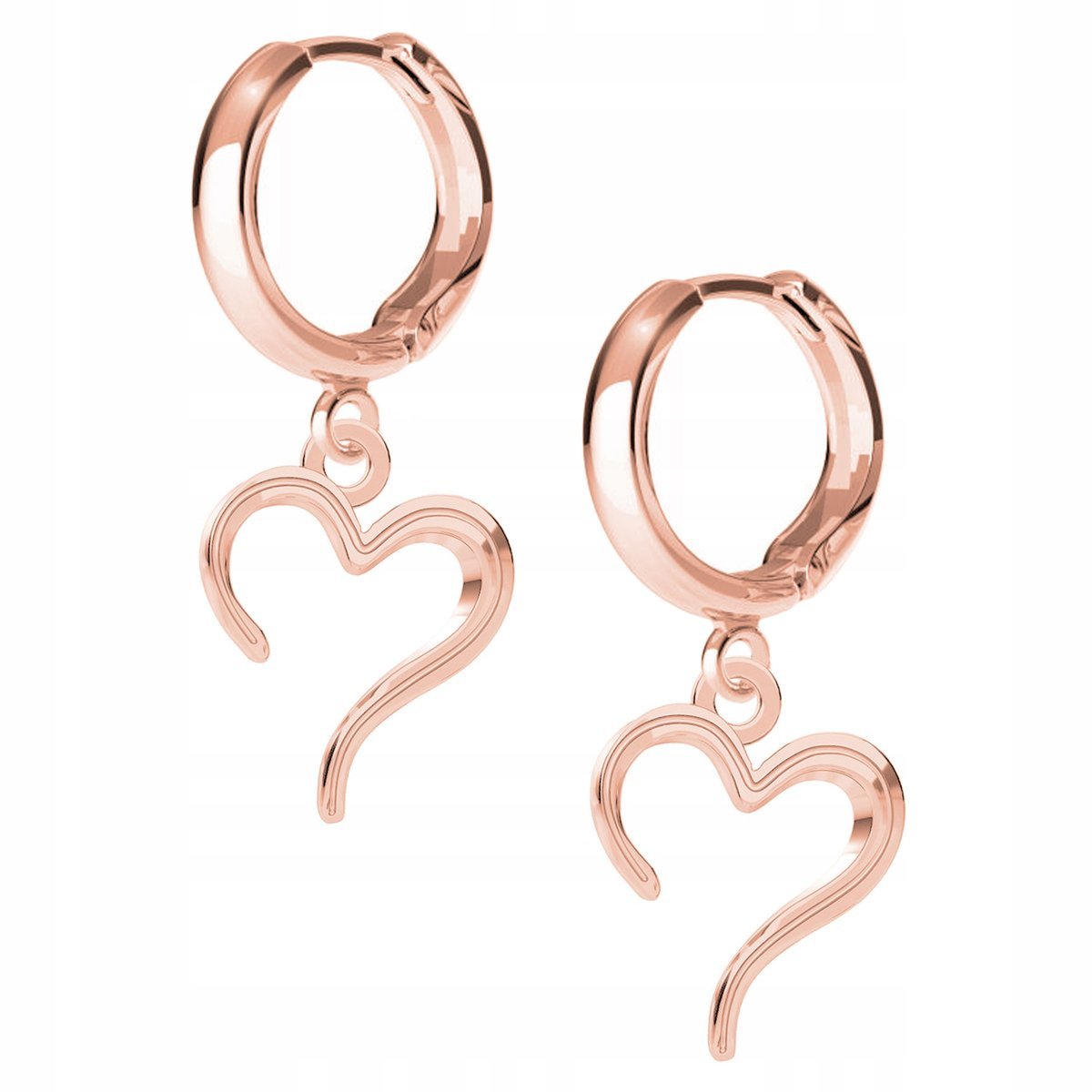 Kolczyki Serce Serduszko różowe złoto 925