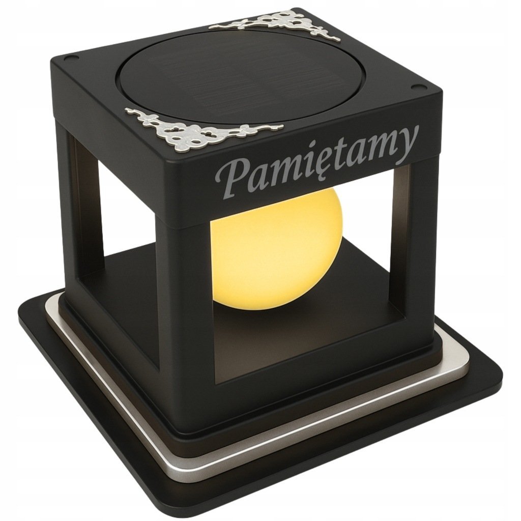ZNICZ SOLARNY LED LAMPION NA GRÓB STATUETKA CMENTARZ ZNICZE NAGROBNY SREBRO