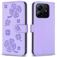 Portfele - Dla Xiaomi Redmi Note 14 4G Etui Wzór koniczyny Portfel Stand View Skórzany pokrowiec na telefon - fioletowy Wielobarwny Purple - miniaturka - grafika 1
