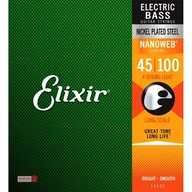 Struny gitarowe  - Elixir 14052 NanoWeb Light 45-100 - struny basowe ♦ 30 DNI NA ZWROT ♦ GWARANCJA DOOR-TO-DOOR ♦ SZYBKA WYSYŁKA - miniaturka - grafika 1