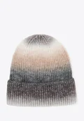 Czapki damskie - Czapka zimowa damska w stylu ombre szaro - beżowa - miniaturka - grafika 1