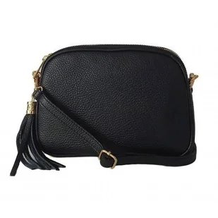 Listonoszka trzy komory frędzelek, złote okucia Vera Pelle Czarna VP3KZN - Torebki damskie Listonoszka trzy komory frędzelek, złote okucia Vera Pelle Czarna VP3KZN - Torebki damskie - miniaturka - grafika 1