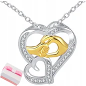 Biżuteria dla dzieci - SREBRNY NASZYJNIK SERCE DLA MAMY ŁAŃCUSZEK 925 NA DZIEŃ MATKI SREBRO - miniaturka - grafika 1