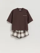 Moda i Uroda OUTLET - Reserved - Dwuczęściowa piżama - brązowy - miniaturka - grafika 1