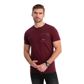 Koszulki męskie - Męski bawełniany t-shirt nadruk na kieszonce bordowy OM-TSPT-0154 V2 r. L - miniaturka - grafika 1