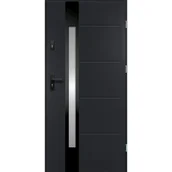 Drzwi zewnętrzne - O.K.DOORS Drzwi zewnętrzne stalowe wejściowe Ariadna antracytowo-czarne 90 Prawe Trendline - miniaturka - grafika 1
