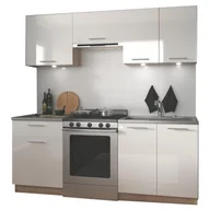 Meble kuchenne - Zestaw Mebli Kuchennych 200 cm Marija Biały Halmar Biały, Dąb Sonoma - miniaturka - grafika 1