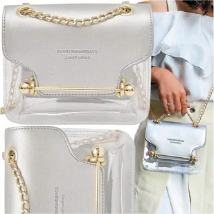 Torebka Damska Listonoszka Transparentna Srebrna - Torebki damskie Torebka Damska Listonoszka Transparentna Srebrna - Torebki damskie - miniaturka - grafika 1