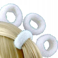 Ozdoby do włosów - Gumki do włosów Frotki mocne Dobre Białe Błyszczące - miniaturka - grafika 1